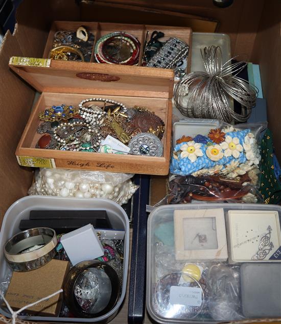 A large collection of Mexican silver jewellery, filigree items, costume jewellery, kilt pins, badges etc.